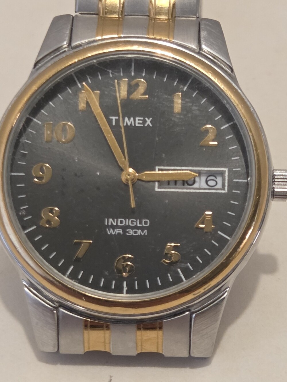 Timex Charles Street Watch Men 36mm Gray Dial Two Tone Date Round Works